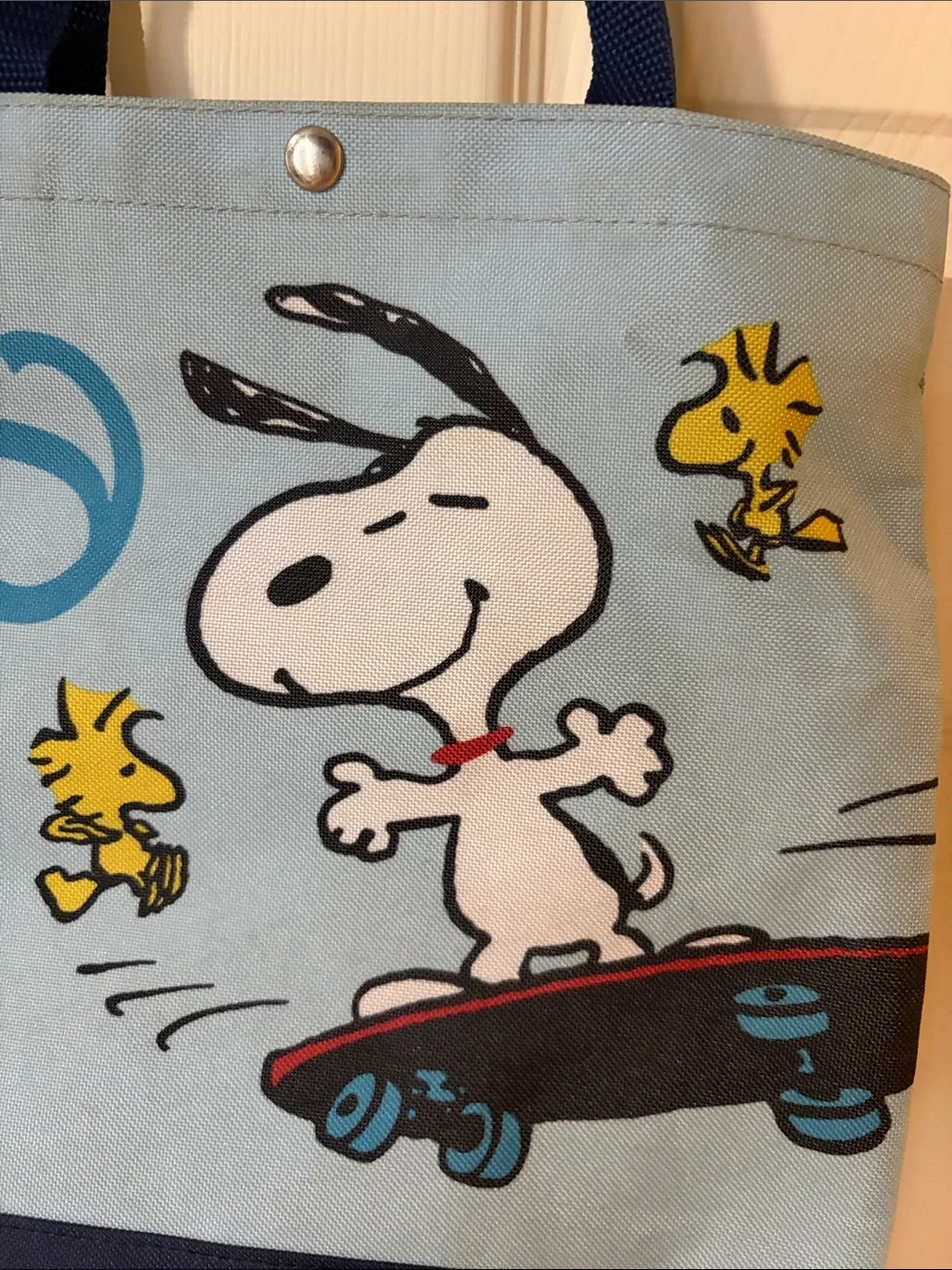Peanuts Snoopy & Woodstock Skate Tote in Light Blue and Navy